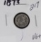 1873 - SEATED LIBERTY HALF DIME - VG+