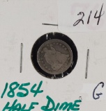 1854 - W/ARROWS SEATED LIBERTY HALF DIME - G