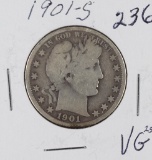 1901-S BARBER HALF DOLLAR - VG