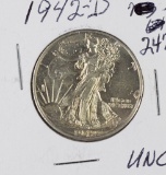 1942-D LIBERTY WALKING HALF DOLLAR - UNC