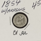 1854 W/ARROWS SEATED LIBERTY HALF DIME - CH AU