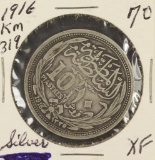 1916 - EGYPT 10 PIASTES -SILVER - KM #319 -XF