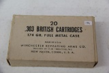 1 Box of 20, Winchester 303 British 174 gr FMC