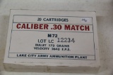 1 Box of 20, Lake City Ordnance Plant, 30 Match