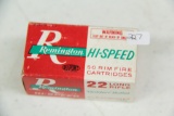1 Box of 50, Remington Hi-Speed 22 LR #1522