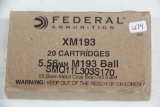 1 Box of 20, Federal XM193 5.56 mm M193 Ball
