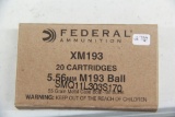 1 Box of 20, Federal XM193 5.56 mm M193 Ball