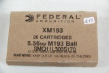 1 Box of 20, Federal XM193 5.56 mm M193 Ball