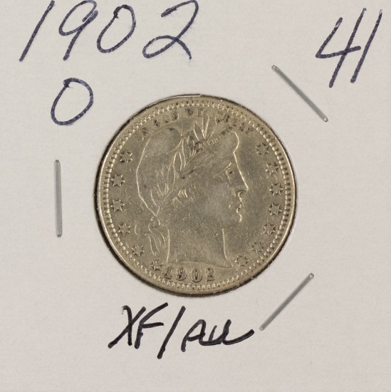 1902-O BARBER QUARTER - XF/AU