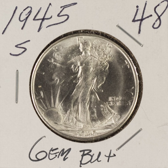 1945-S LIBERTY WALKING HALF DOLLAR - GEM BU