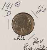 1918-D BUFFALO NICKEL - AU