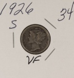 1926-S MERCURY DIME - VF