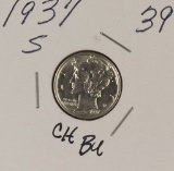 1937-S MERCURY DIME - CH BU