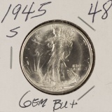 1945-S LIBERTY WALKING HALF DOLLAR - GEM BU