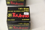 1 Box of 20, Tul Ammo 7.62 x 39mm 122 gr HP