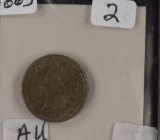 1863 - COPPER NICKEL INDIAN HEAD CENT - AU