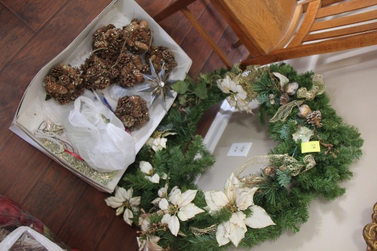 Christmas Wreath and Pinecone Ornaments