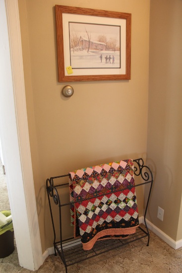 Quilt, Quilt Stand and Picture