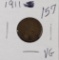 LOT OF 2 1911 P - VG, 1911 S - VF LINCOLN CENTS