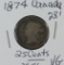 1874 - CANADIAN QUARTER - VG