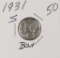 1931 S - MERCURY DIME - BU+