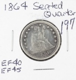 1864 - LIBERTY SEATED QUARTER - XF