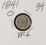 1841 O - LIBERTY SEATED HALF DIME - VF+