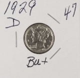 1929 D - MERCURY DIME - BU+