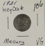 1921 - Mercury Dime - VG - Key