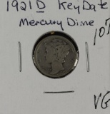 1921 D Mercury Dime - VG - Key