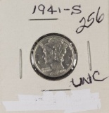 Lot of 2 UNC Mercury Dimes - 1941 S, 1943 D