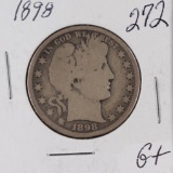 1898 - Barber Half Dollar - G+