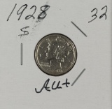 1928 S - Mercury Dime - AU+