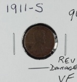 1911 S - Lincoln Cent - VF - Rev Damage