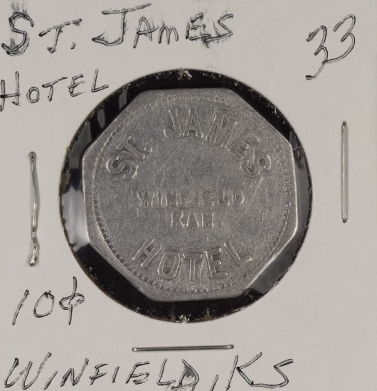 St James Hotel - Winfield Ks - 10 cent -Trade Token