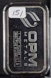 OPM Metals 1 Troy Oz .999 Silver Bar