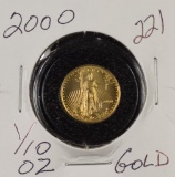 2000 -  1/10 oz Amereican Eagle Gold Coin