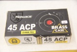 1 Box of 50, Monarch 45 ACP 230 gr FMJ