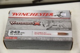 1 Box of 20, Winchester VarmintX 243 win 58 gr