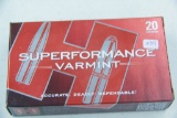 1 Box of 20, Hornady Superformance Varmint 243