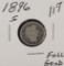 1896 S - BARBER DIME - FULL GOOD