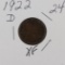 1922 D - LINCOLN CENT - XF