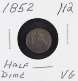 1852 - SEATED LIBERTY HALF DIME - VG