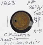 1863 - CIVIL WAR TOKEN C.P CURTIS AUCTIONEER - TOLEDO, OHIO