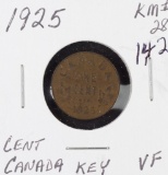 1925 - CANADA SMALL CENT - VF - KEY - KM #28