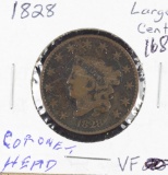 1828 - CORONET HEAD LARGE CENT - VF