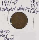 LOT OF 2 - LINCOLN CENTS 1911 D - VF, 1913 D - F