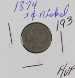 1874 - NICKEL THREE CENT PIECE