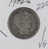 1908 S - BARBER HALF DOLLAR - VG