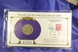 1901 O - MORGAN DOLLAR WITH STAMPS CARD